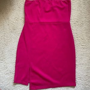 Missguided strapless hot pink mini dress